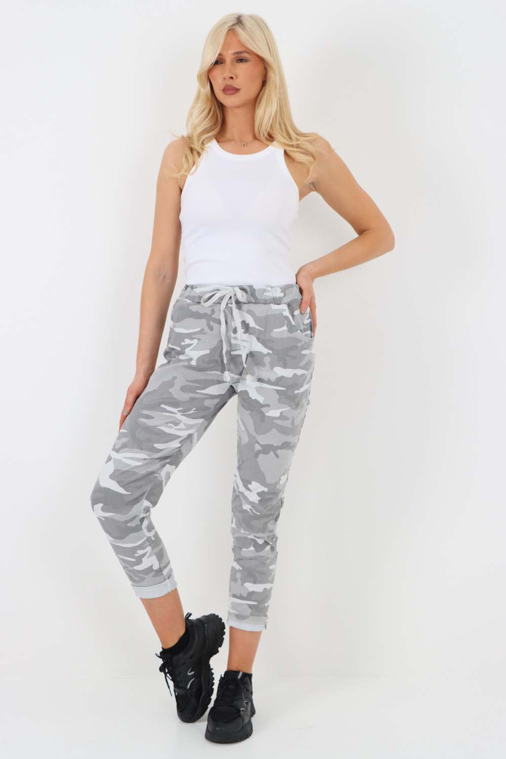 Italian Drawstring Camo Side Pockets Trousers