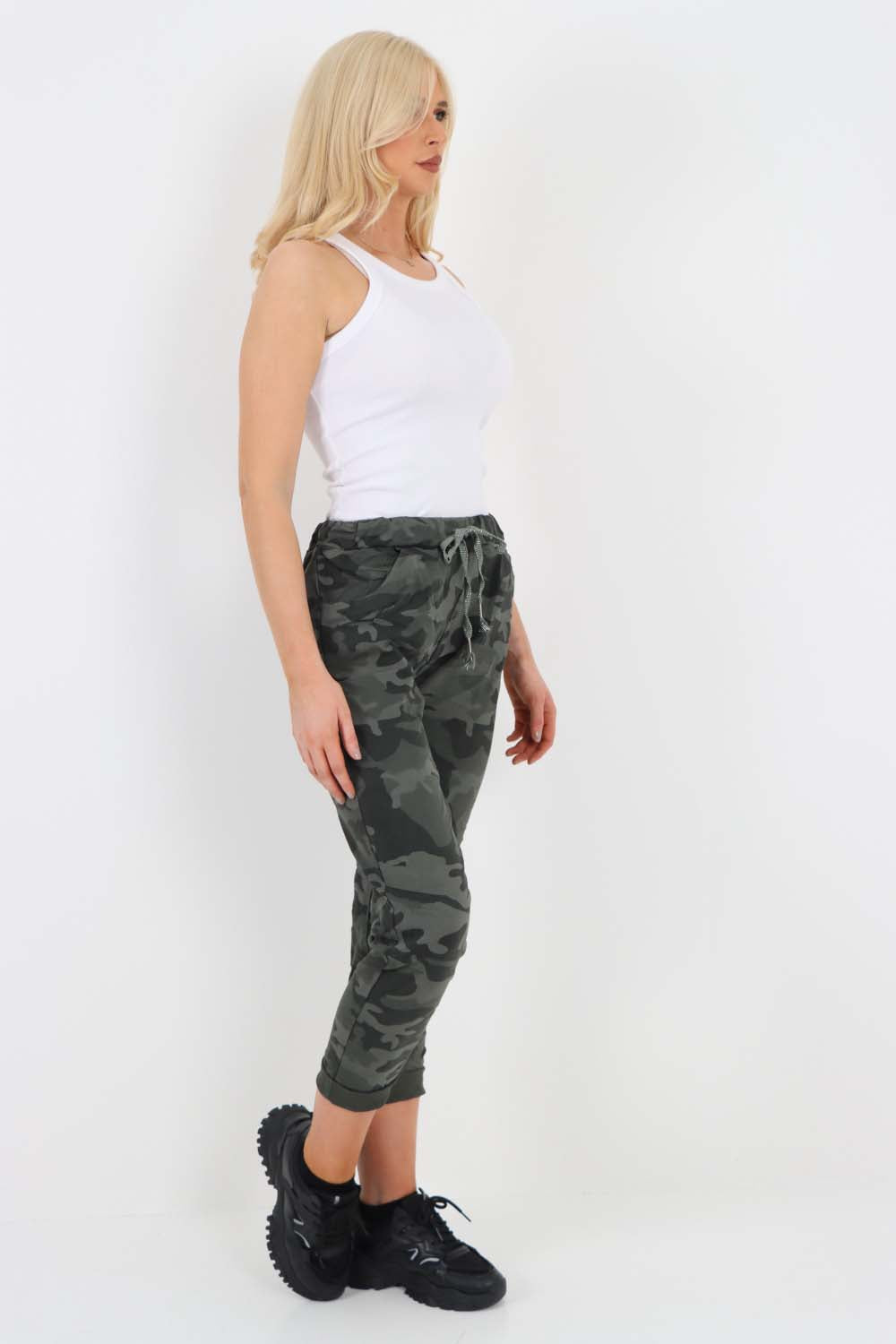 Italian Drawstring Camo Side Pockets Trousers