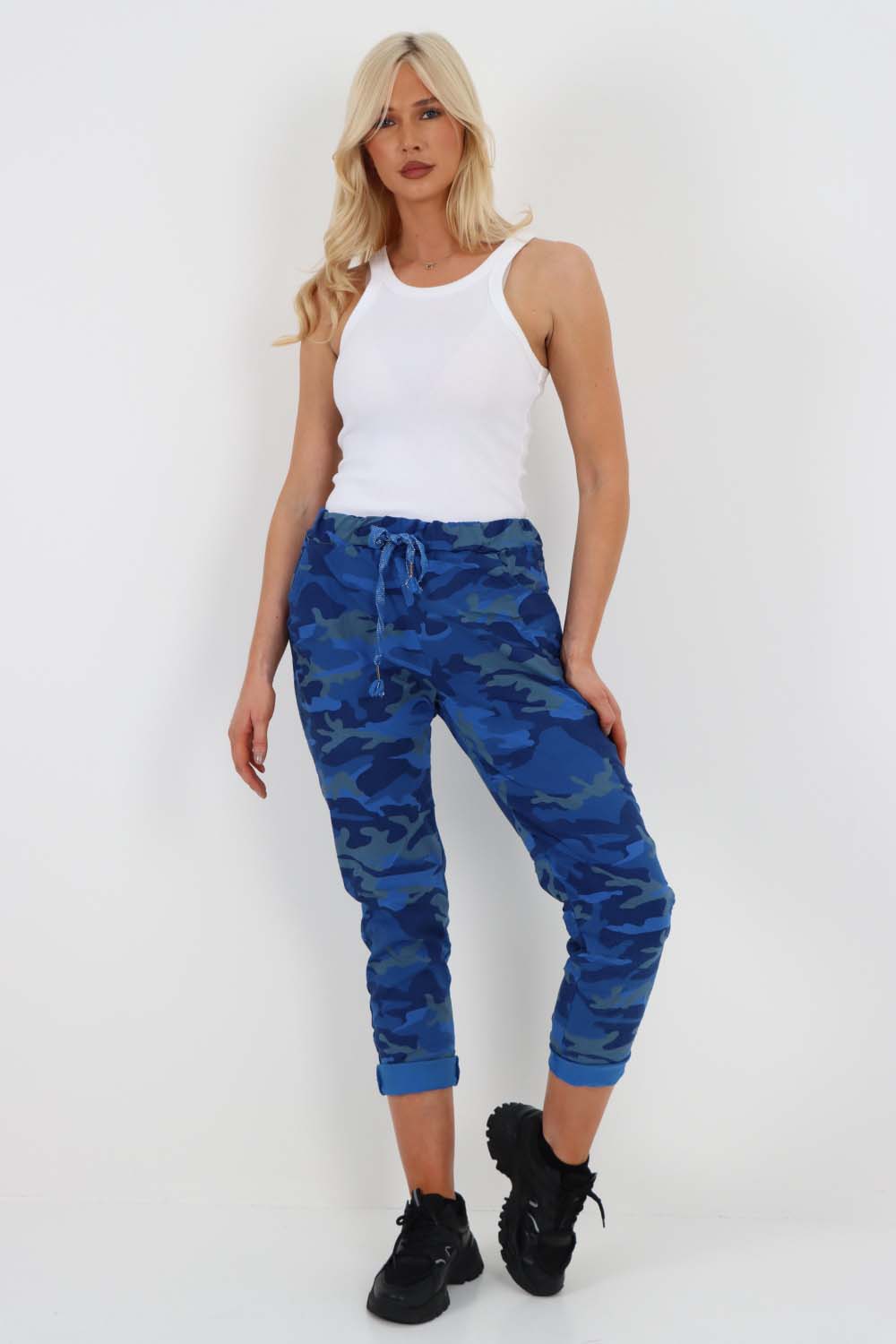 Italian Drawstring Camo Side Pockets Trousers