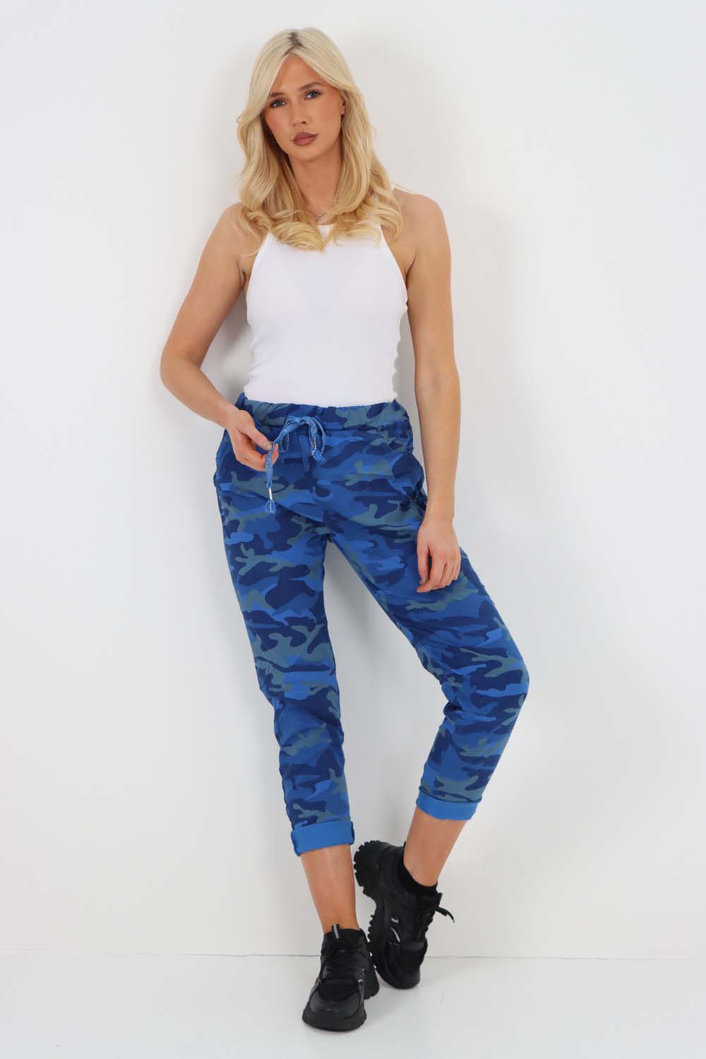 Italian Drawstring Camo Side Pockets Trousers