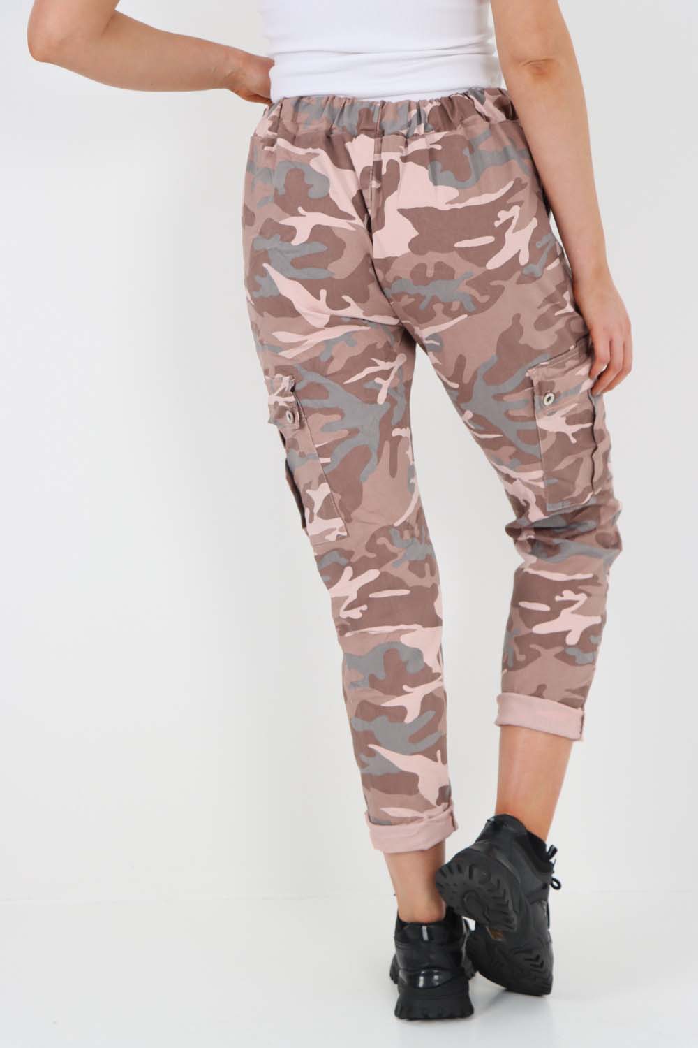 Italian Drawstring Camo Side Pockets Cargo Trousers
