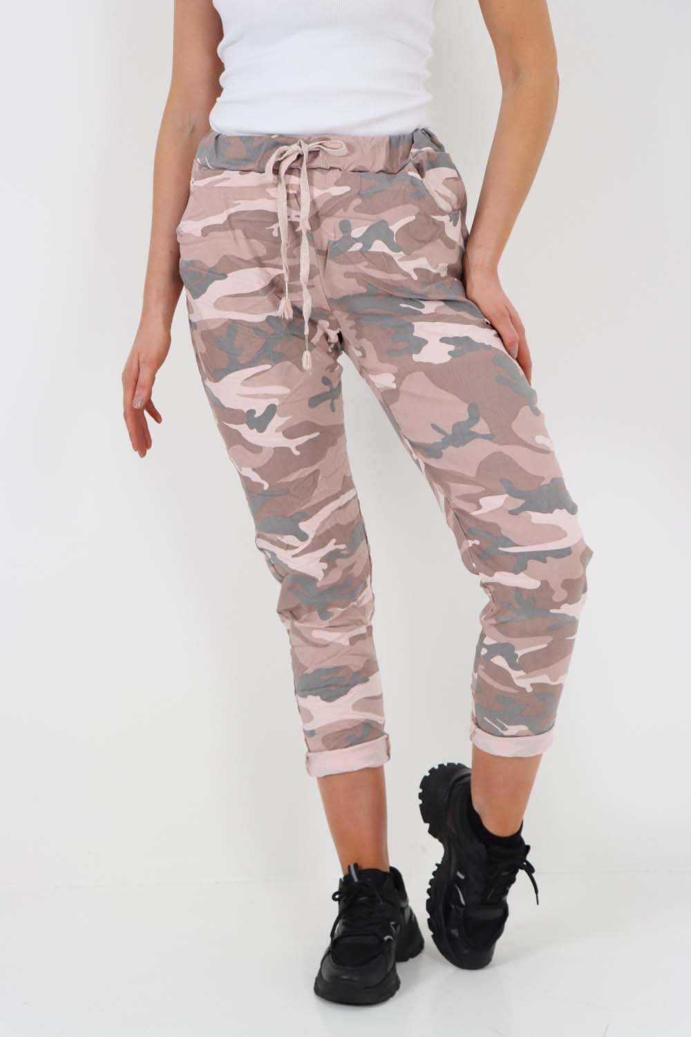 Italian Drawstring Camo Side Pockets Trousers