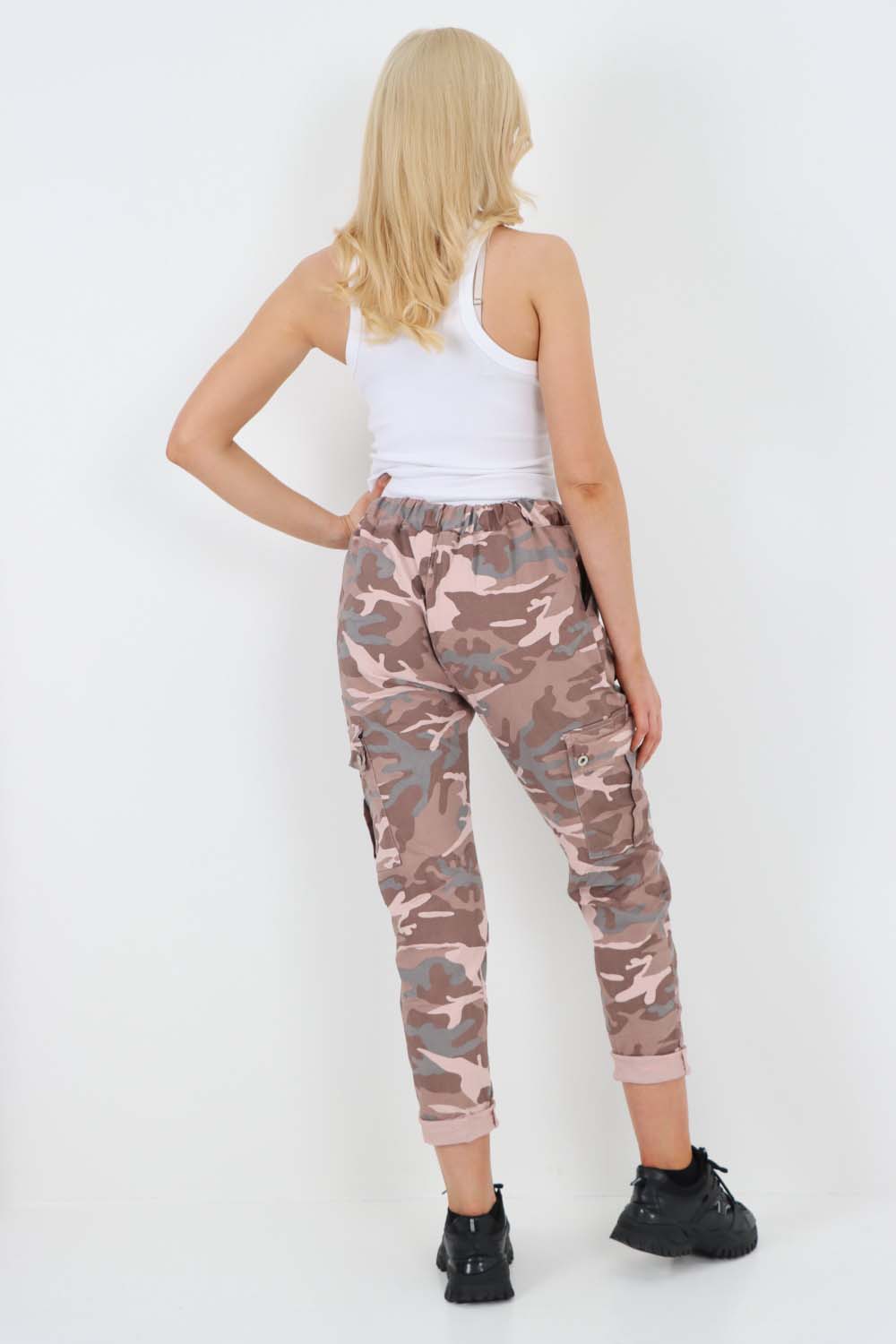 Italian Drawstring Camo Side Pockets Cargo Trousers