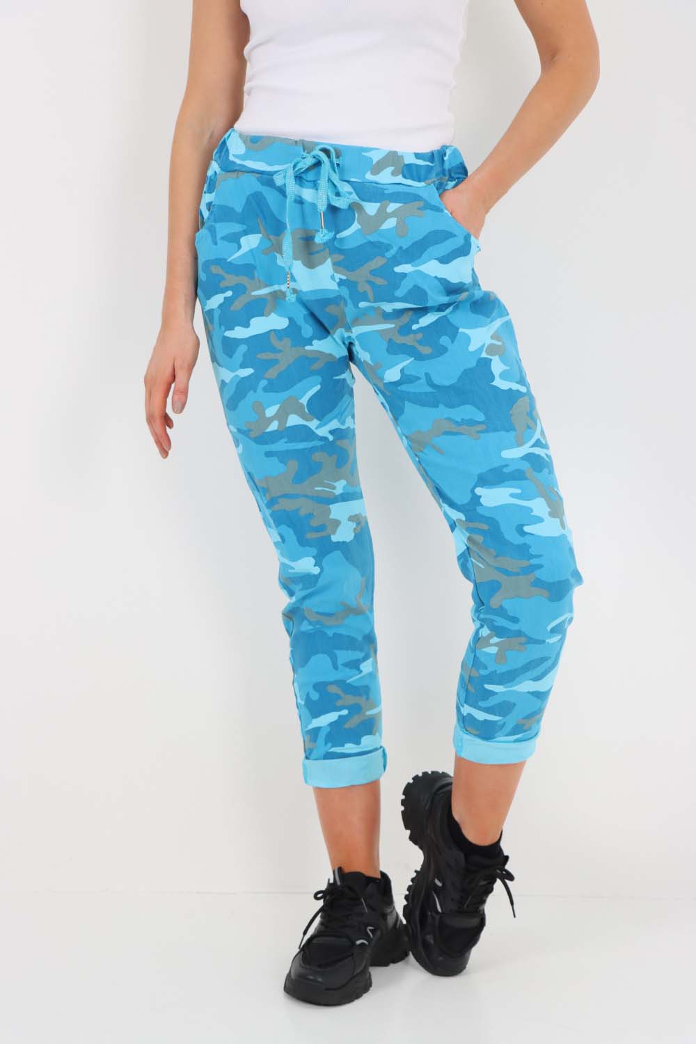 Italian Drawstring Camo Side Pockets Trousers