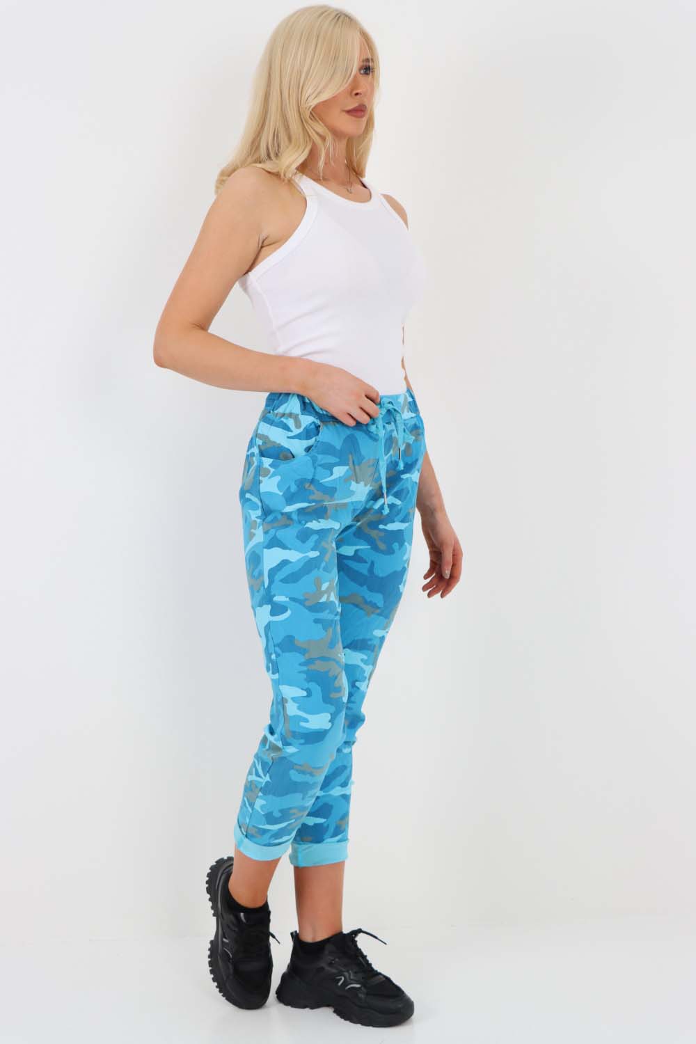 Italian Drawstring Camo Side Pockets Trousers