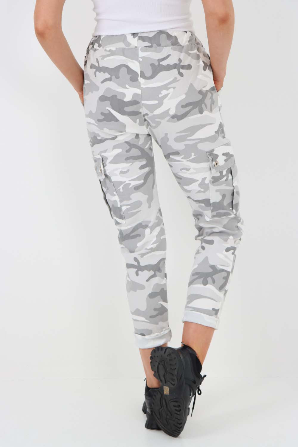 Italian Drawstring Camo Side Pockets Cargo Trousers