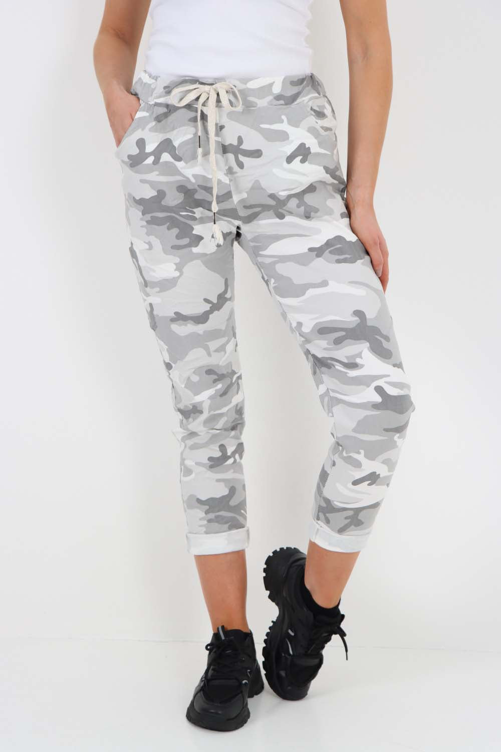 Italian Drawstring Camo Side Pockets Trousers