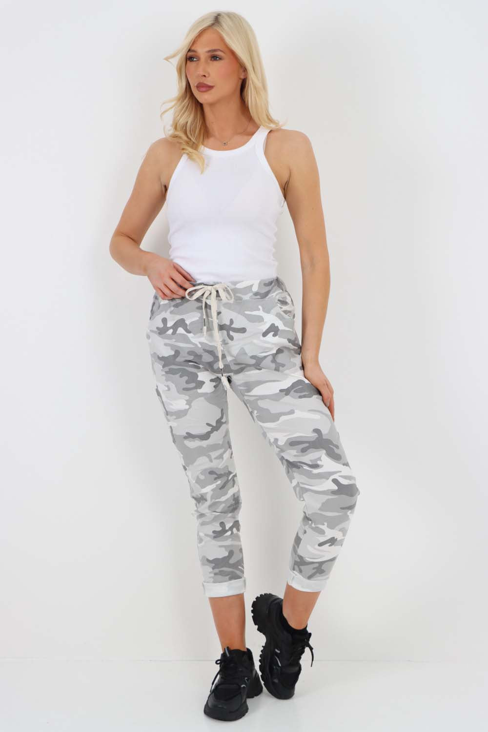 Italian Drawstring Camo Side Pockets Trousers