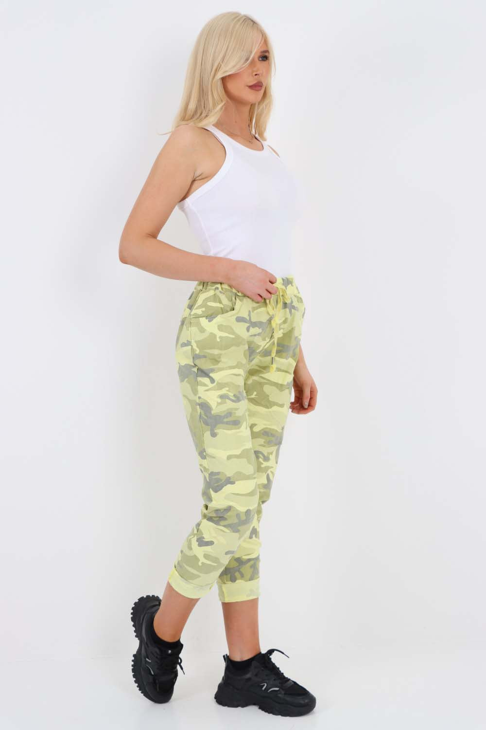 Italian Drawstring Camo Side Pockets Trousers
