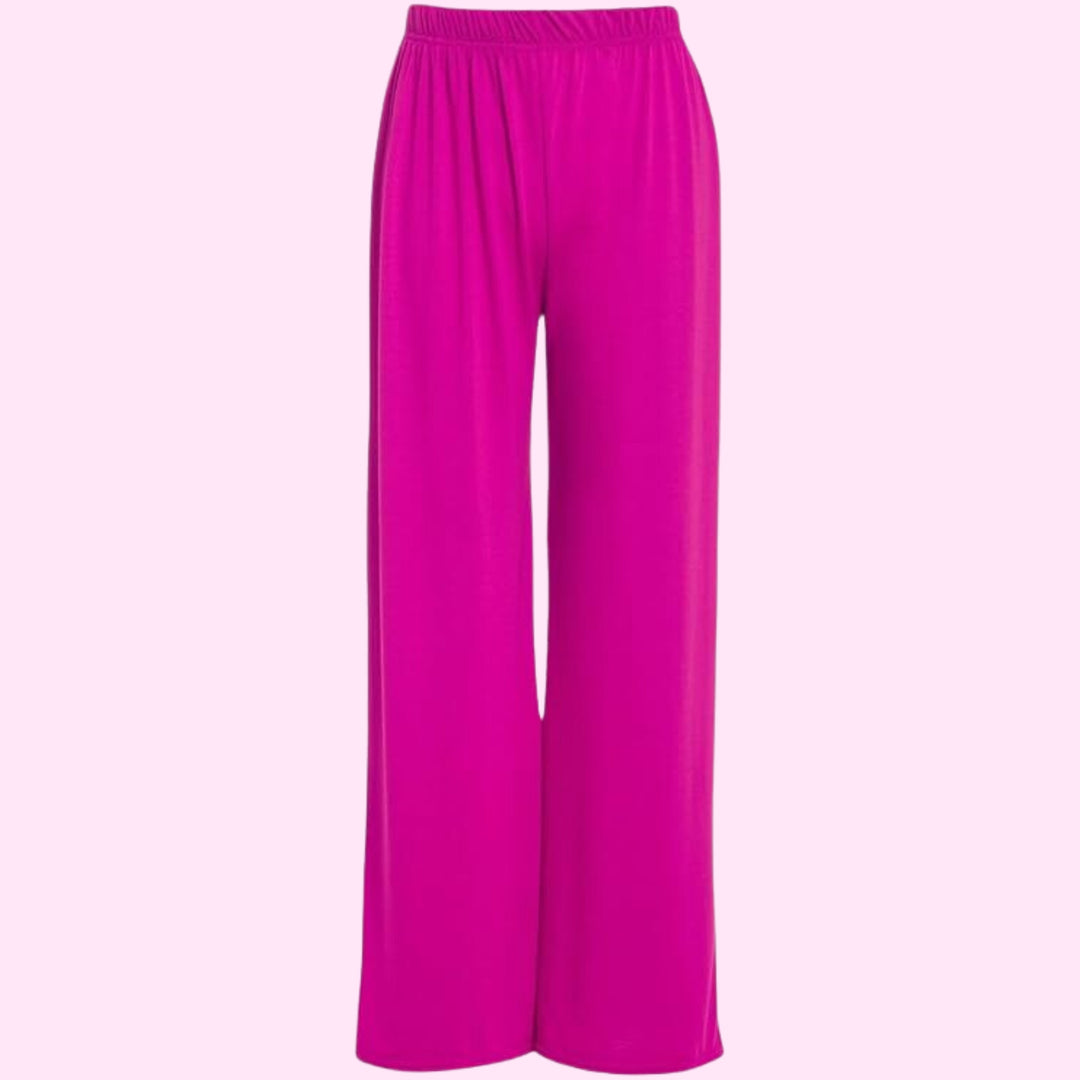 Womens Plain Wide Leg Palazzo Flared Trousers