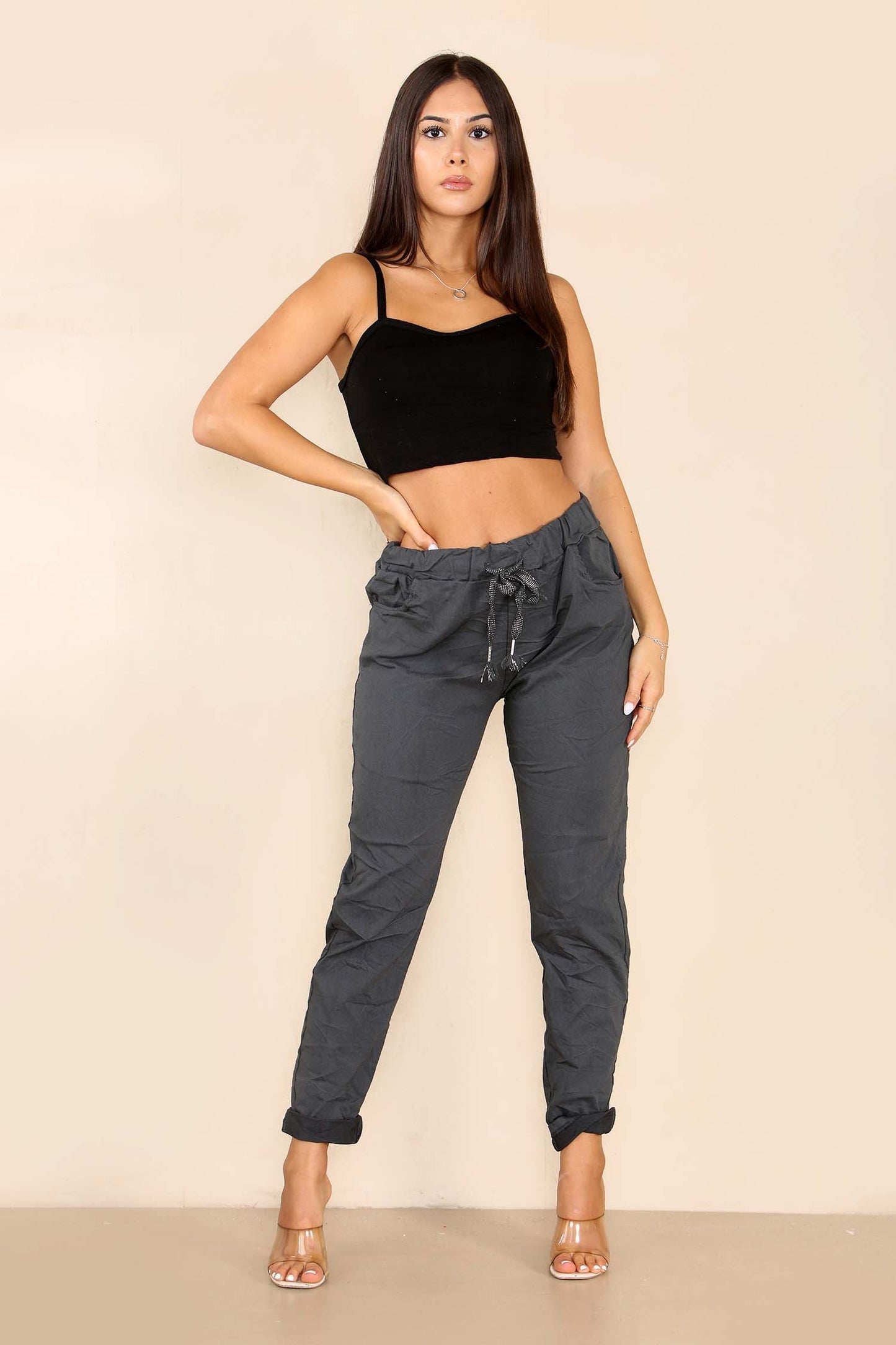 Italian Glitter Drawstring Waistband Magic Pants