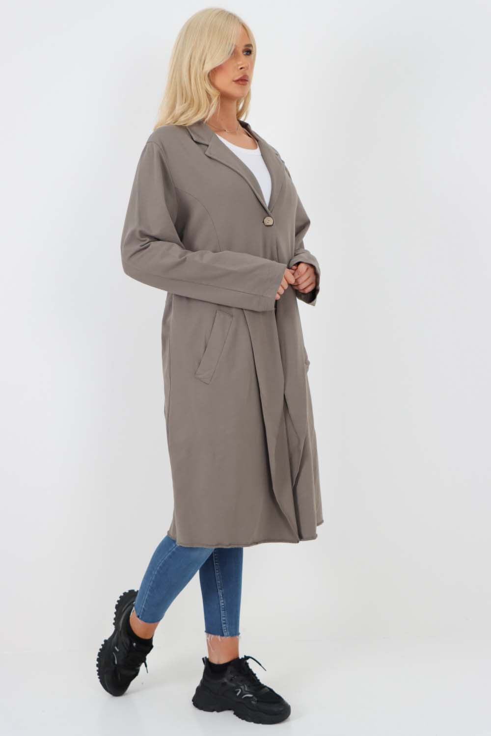 Italian Front Button Fastening Longline Cotton Cardigan
