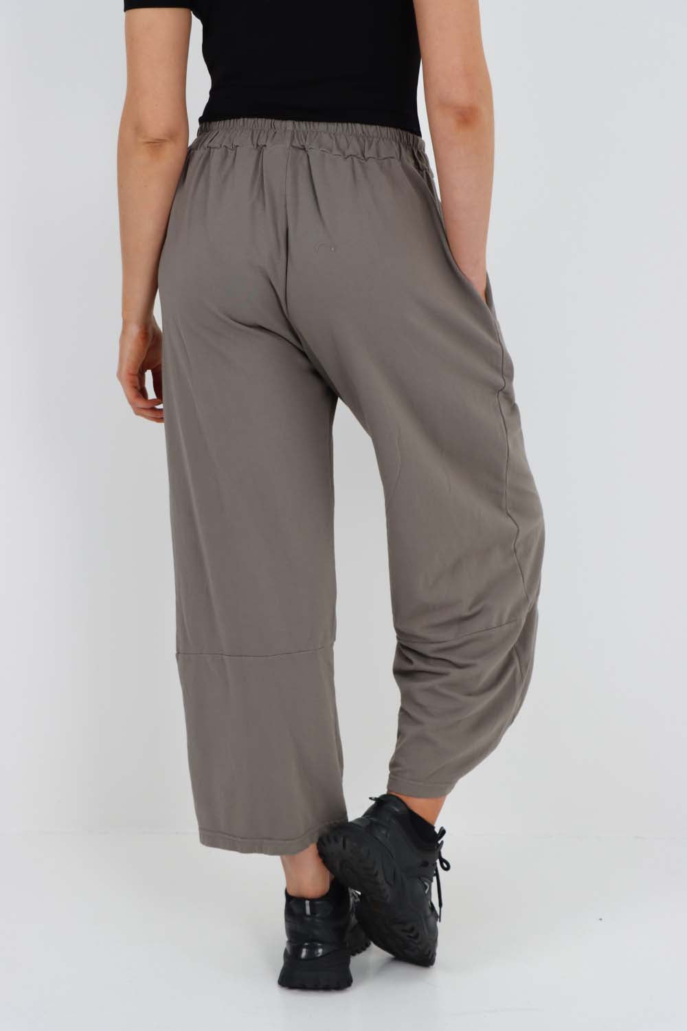 Italian Drawstring Hem Cotton Trousers With Side Pockets