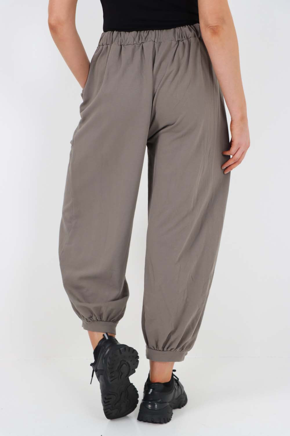 Italian Drawstring Cotton Harem Trousers With Side Pockets