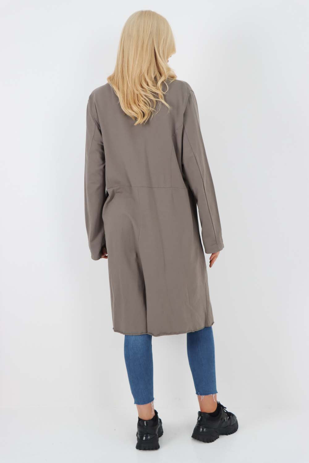 Italian Front Button Fastening Longline Cotton Cardigan