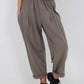 Italian Pleated Cotton Trousers With Side Pockets