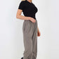 Italian Drawstring Hem Cotton Trousers With Side Pockets