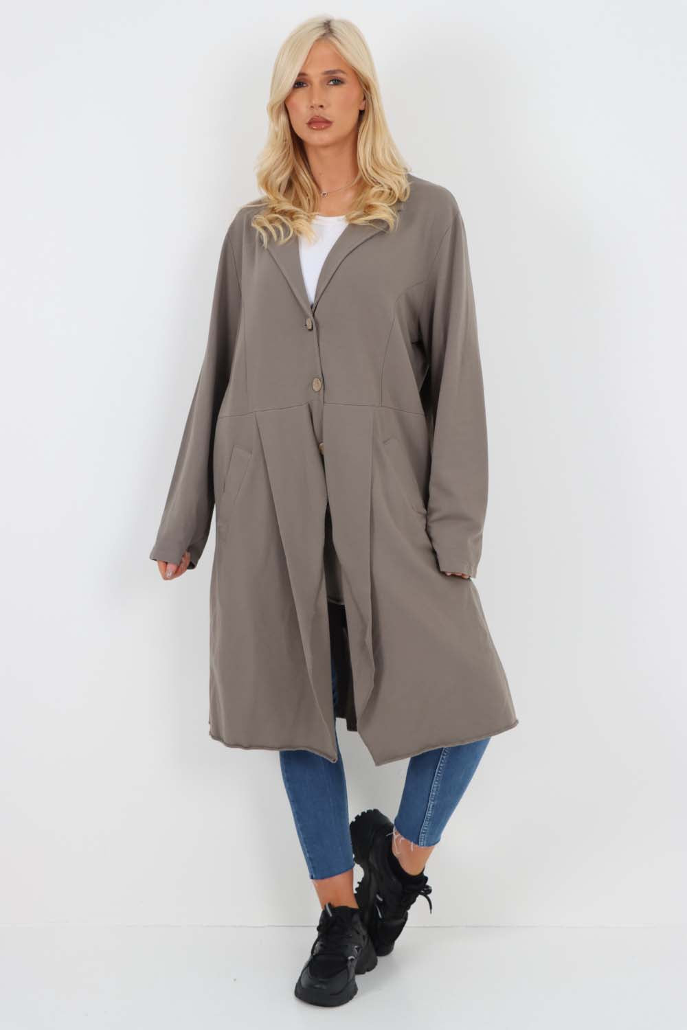 Italian Front Button Fastening Longline Cotton Cardigan