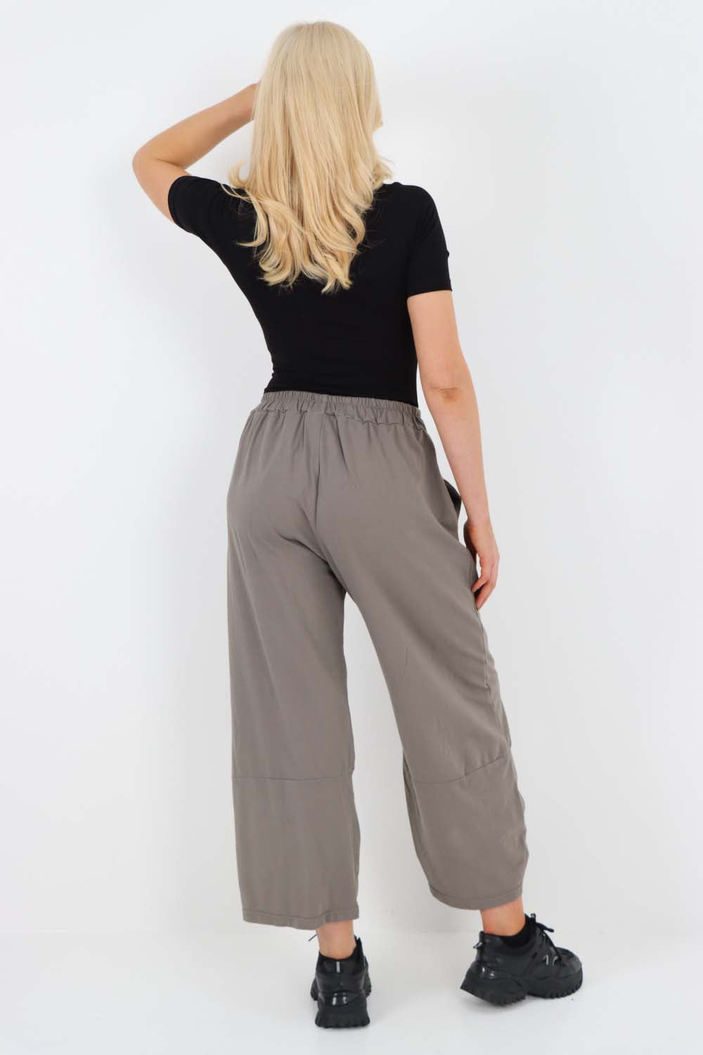 Italian Drawstring Hem Cotton Trousers With Side Pockets