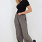 Italian Drawstring Hem Cotton Trousers With Side Pockets