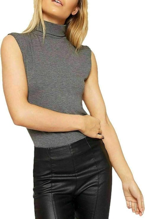 Sleeveless Polo Neck Top