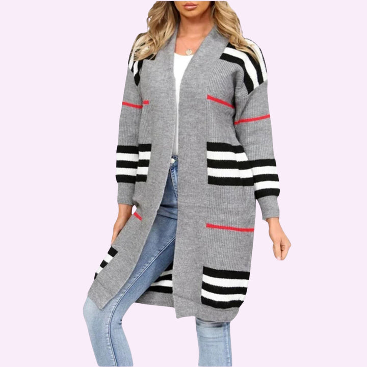 Stripe Balloon Sleeve Cardigan