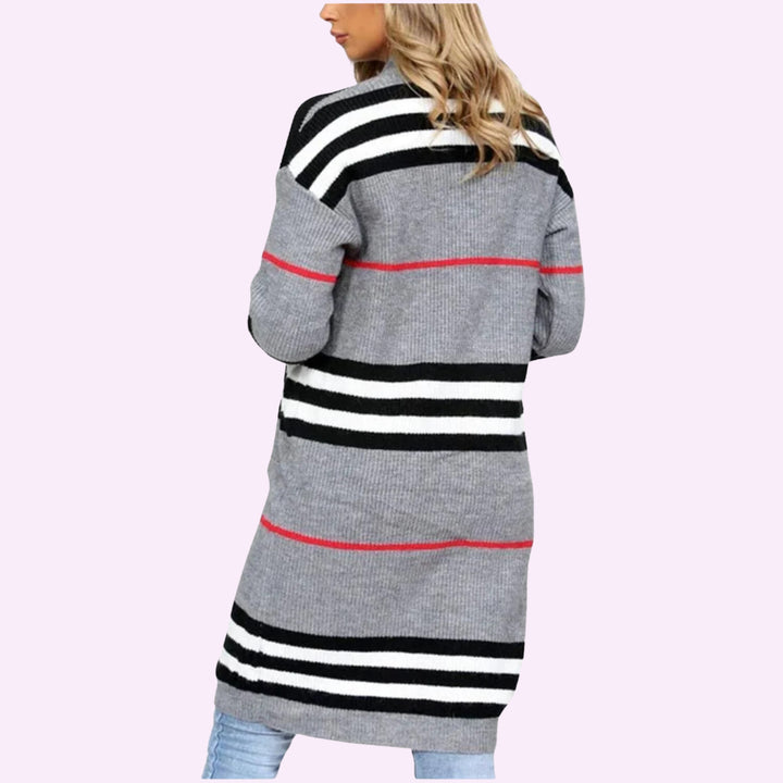 Stripe Balloon Sleeve Cardigan