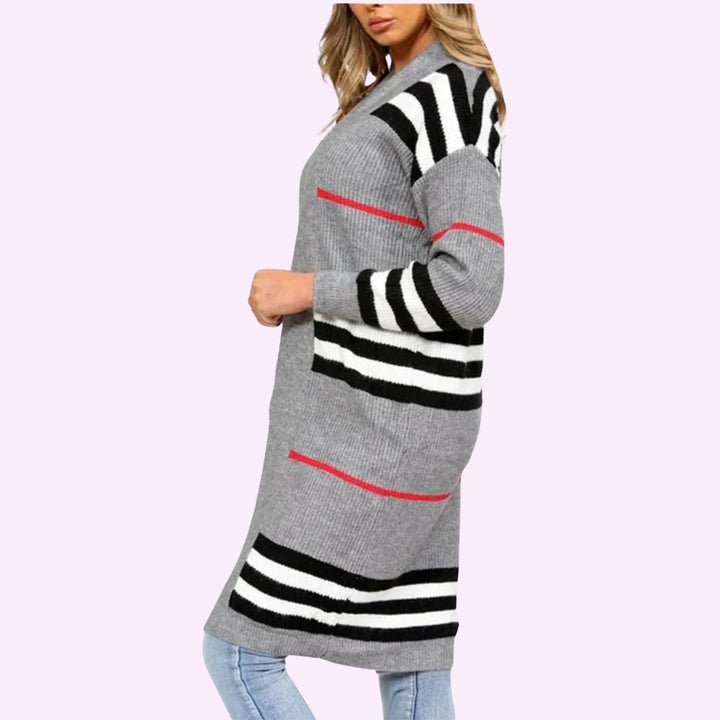 Stripe Balloon Sleeve Cardigan