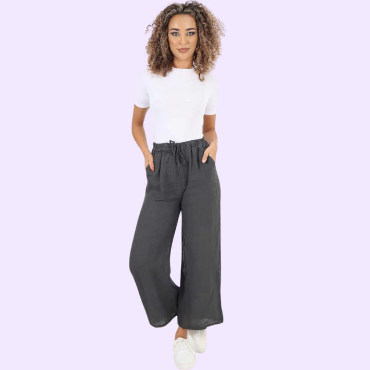 Italian Plain Linen Palazzo Trouser