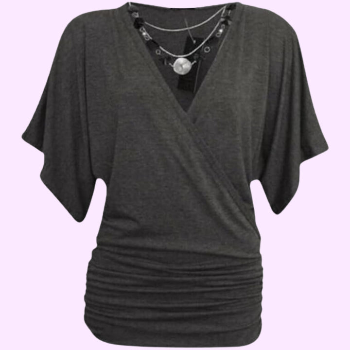 Rap Over Necklace Batwing Top