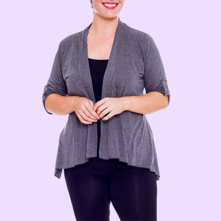 3/4 Sleeve Open Button Cardigan