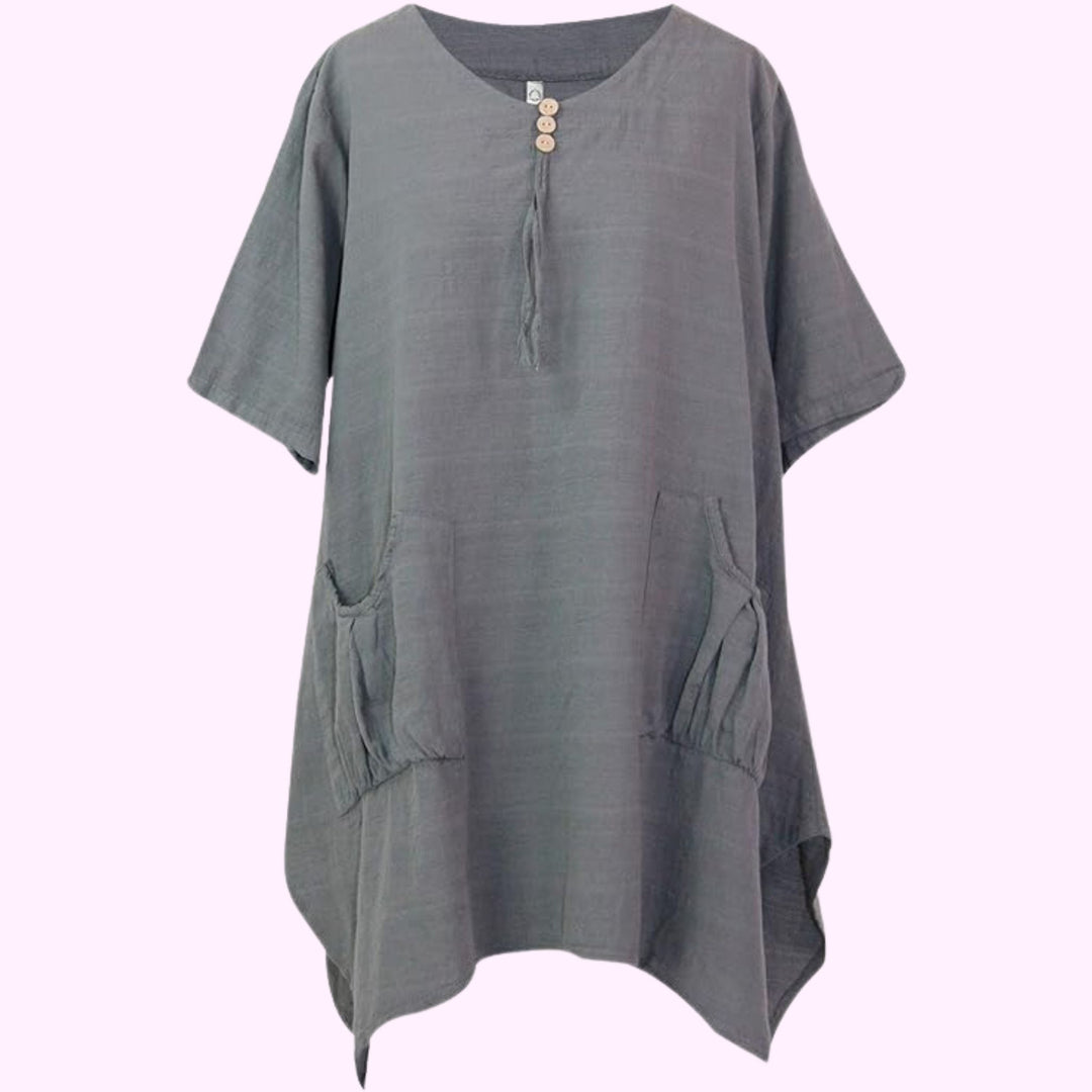 Italian 3 Button Plain Tunic Baggy Top