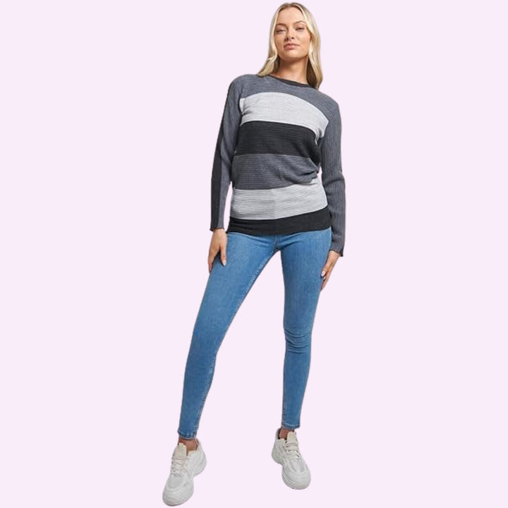 3 Color Stripe Printed Jumper