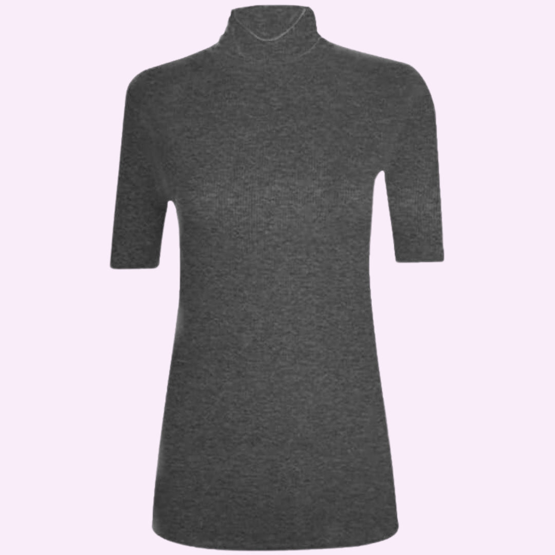 3/4 Short Sleeve High Polo Neck Shirt Top