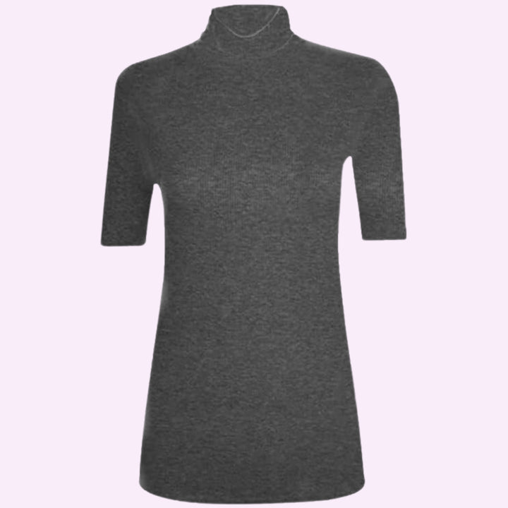 3/4 Short Sleeve High Polo Neck Shirt Top