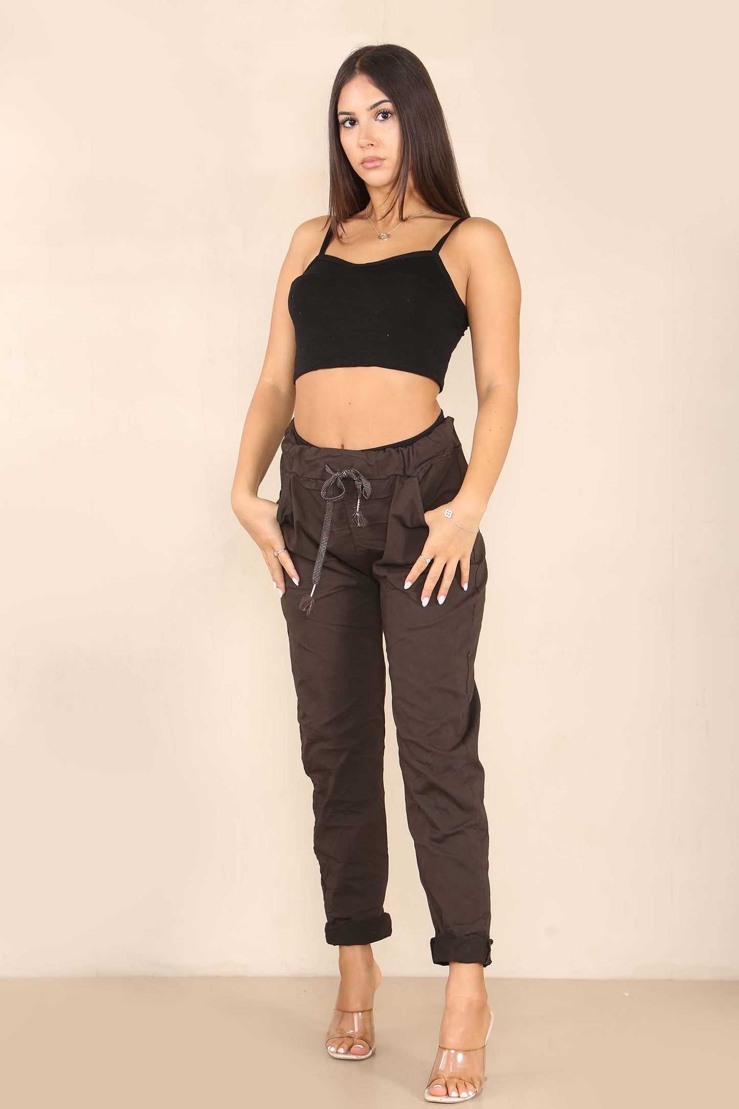 Italian Glitter Drawstring Waistband Magic Pants
