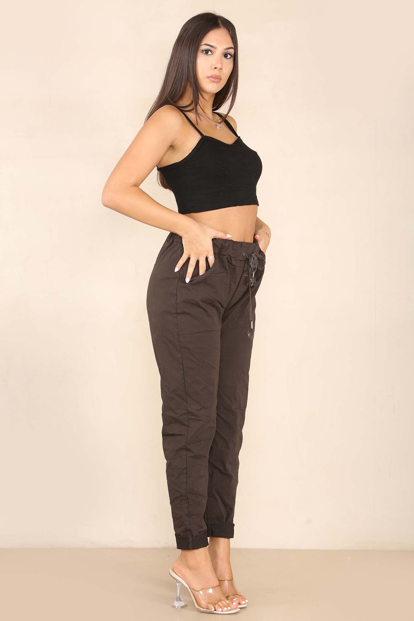 Italian Glitter Drawstring Waistband Magic Pants