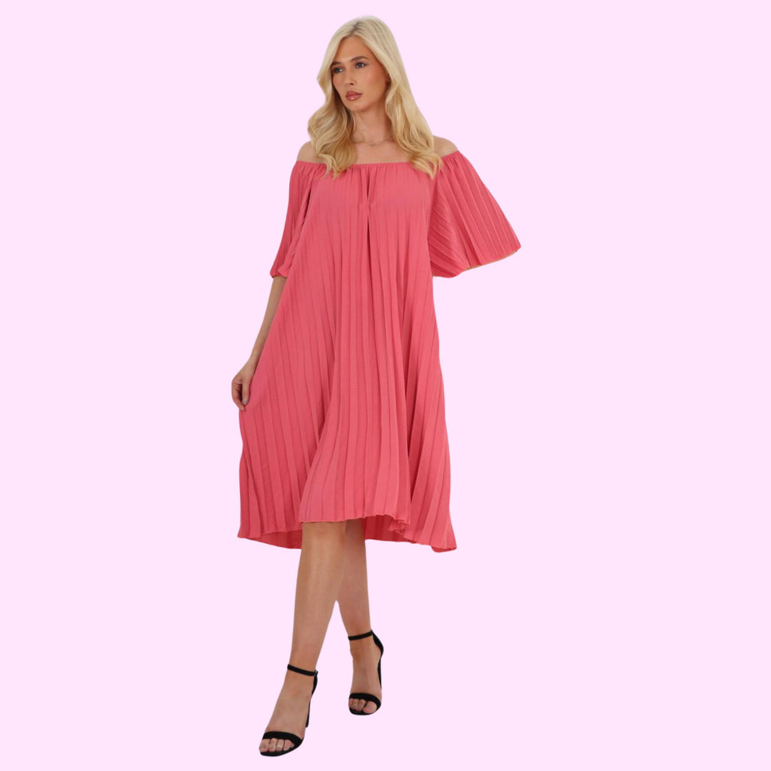 Pleated Off Shoulder dress