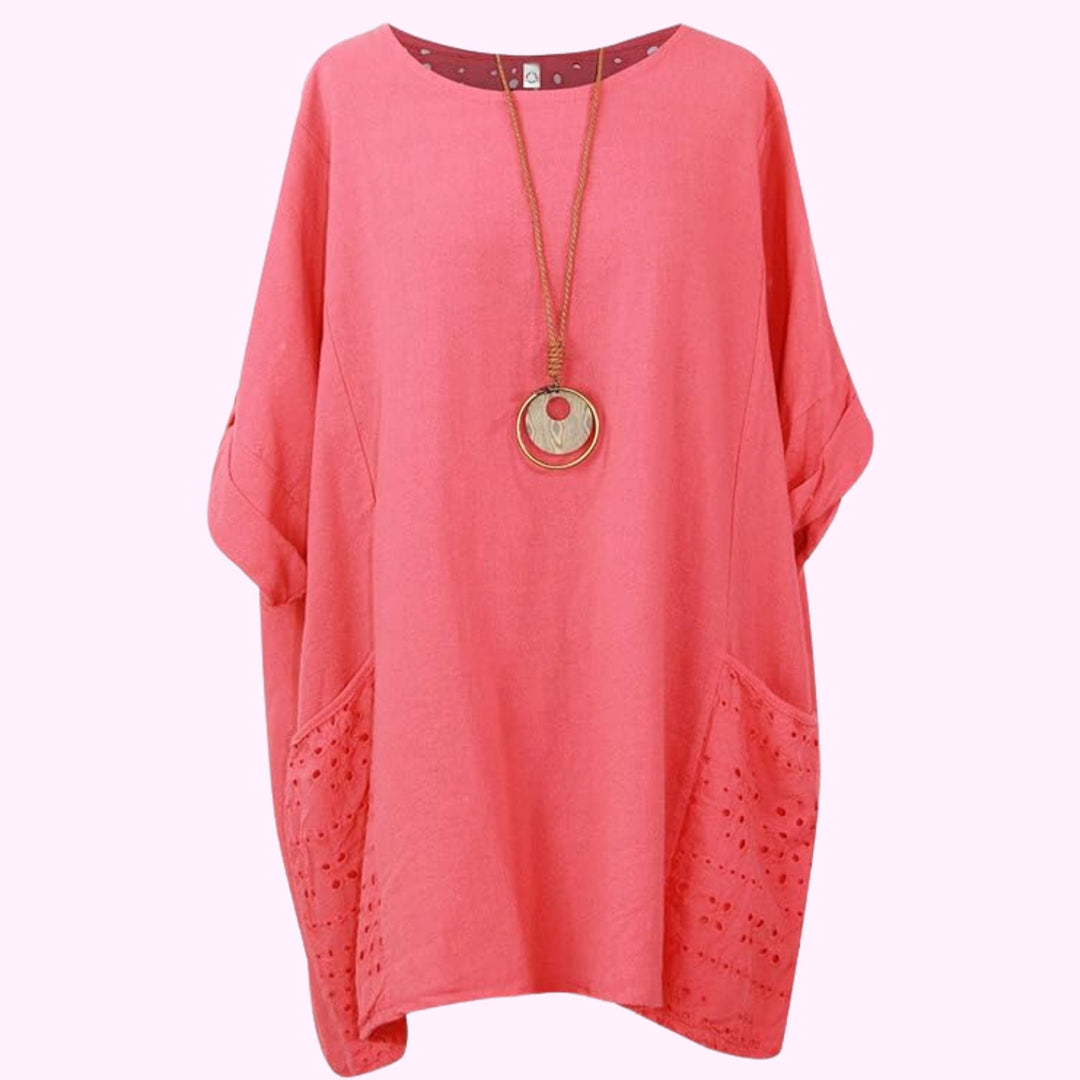 Italian Plain Two Pockets Necklace Top