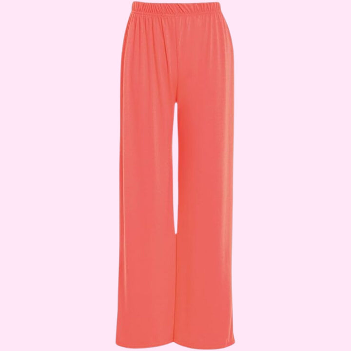 Womens Plain Wide Leg Palazzo Flared Trousers