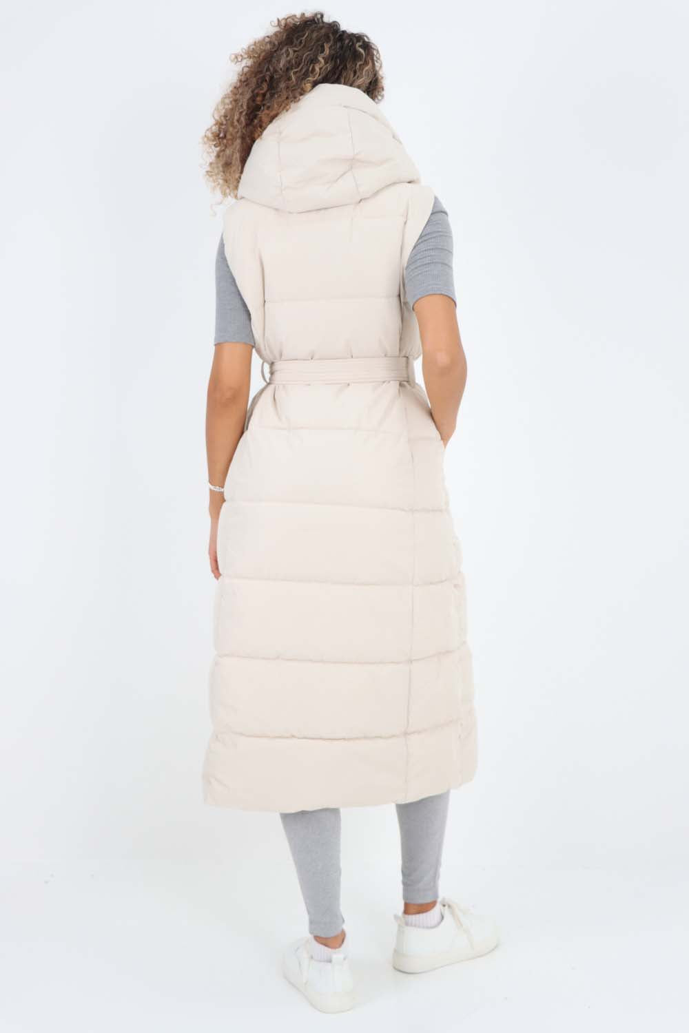 Italian Belted Hooded Long Gilet