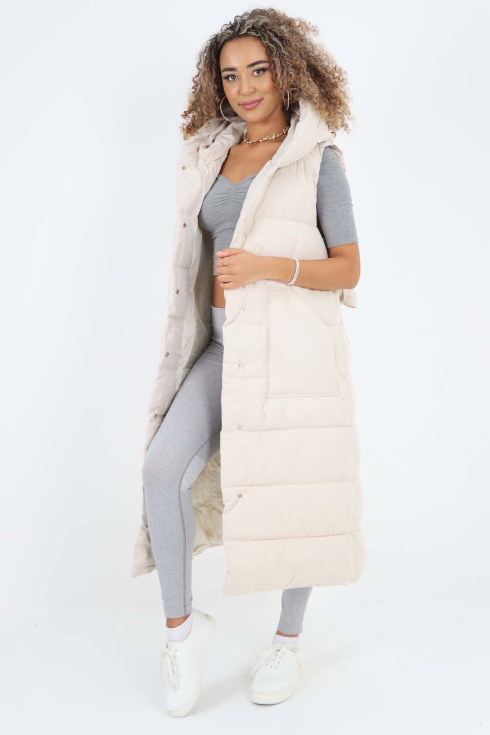 Italian Belted Hooded Long Gilet