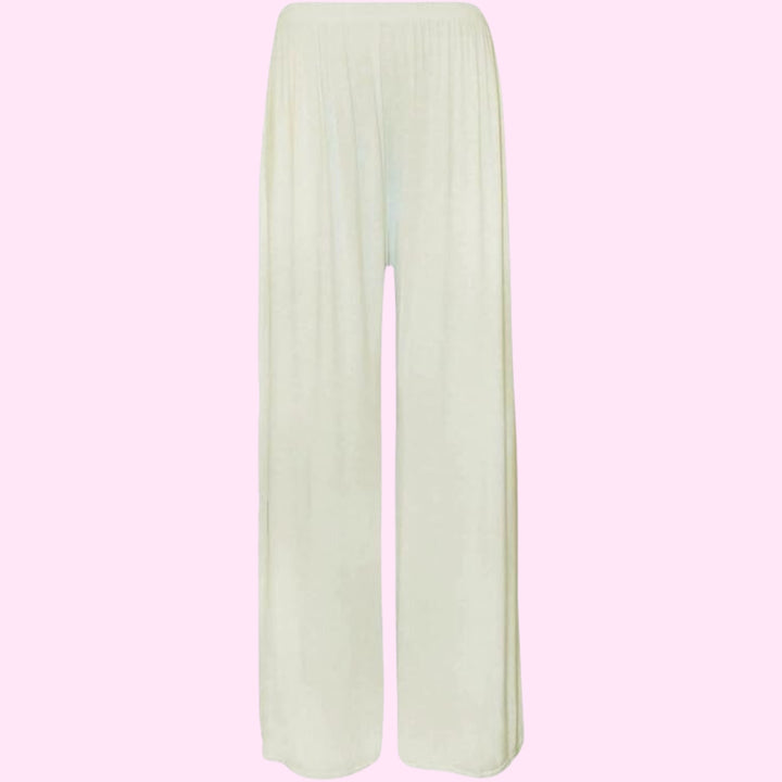 Womens Plain Wide Leg Palazzo Flared Trousers