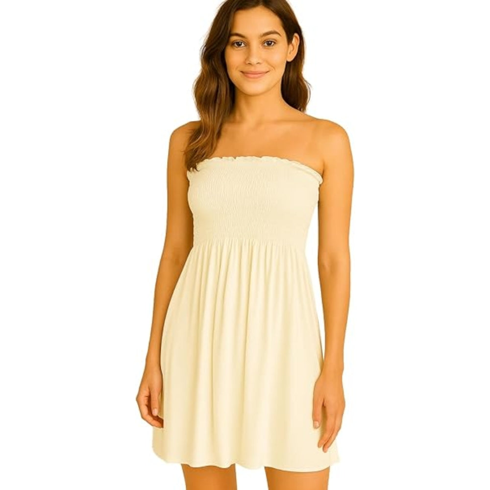 Women’s Plain Strapless Bandeau Midi Dress