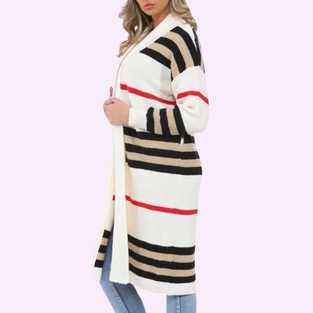 Stripe Balloon Sleeve Cardigan