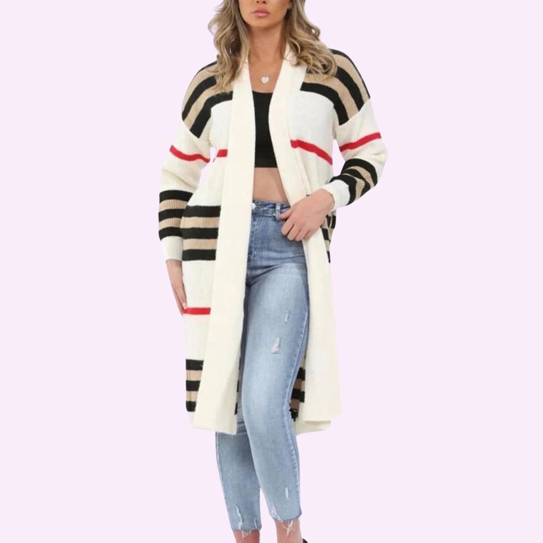 Stripe Balloon Sleeve Cardigan