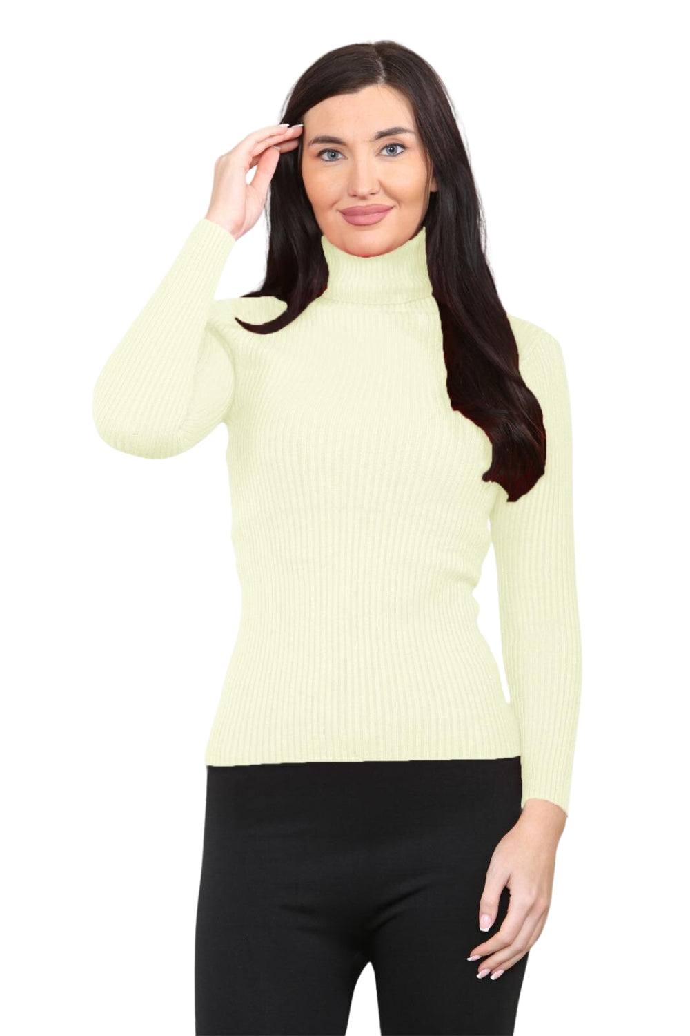 knitted Ribbed Polo Neck Top