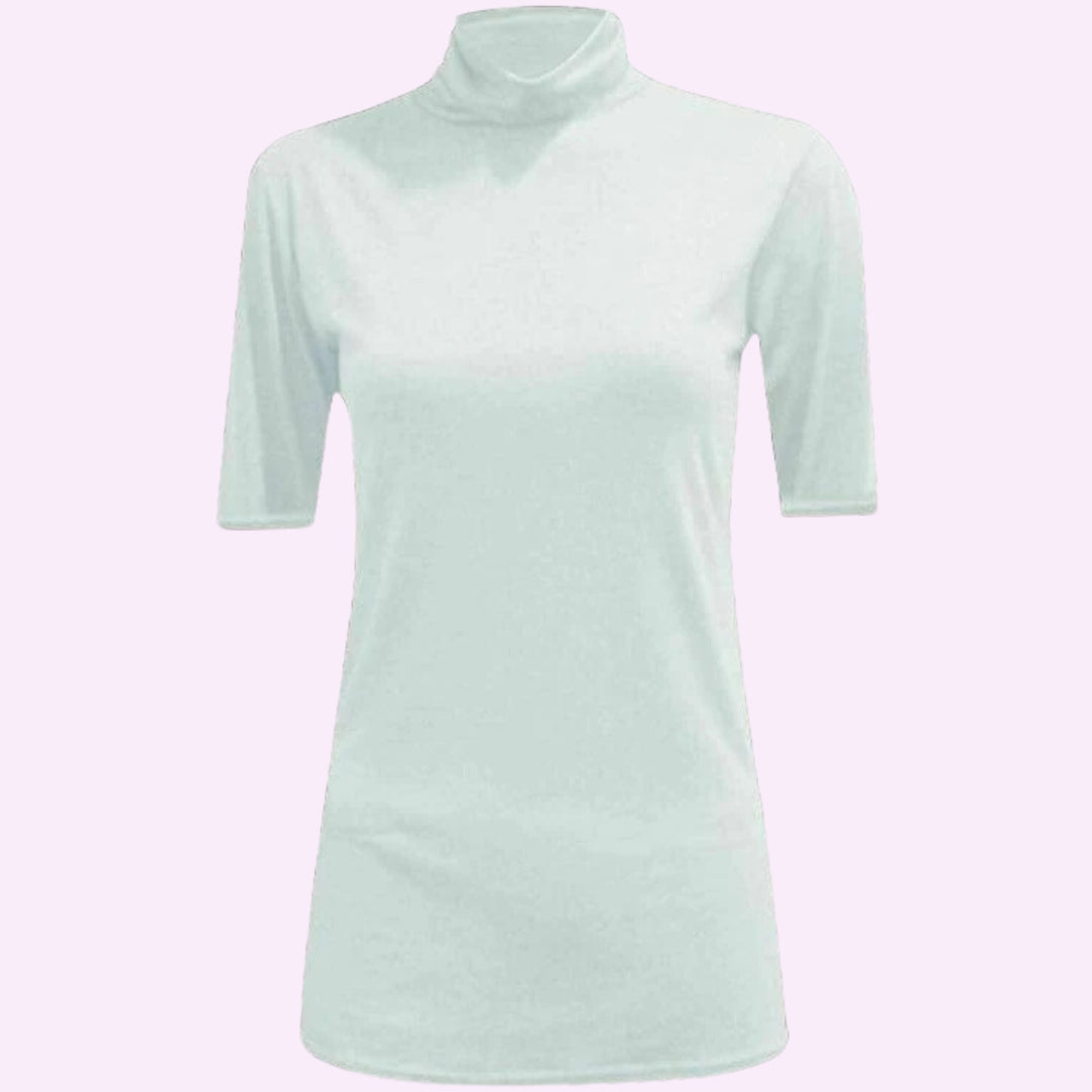 3/4 Short Sleeve High Polo Neck Shirt Top