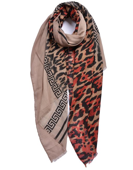 Half Side Leopard Print Scarf