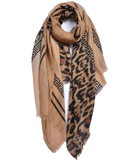 Half Side Leopard Print Scarf